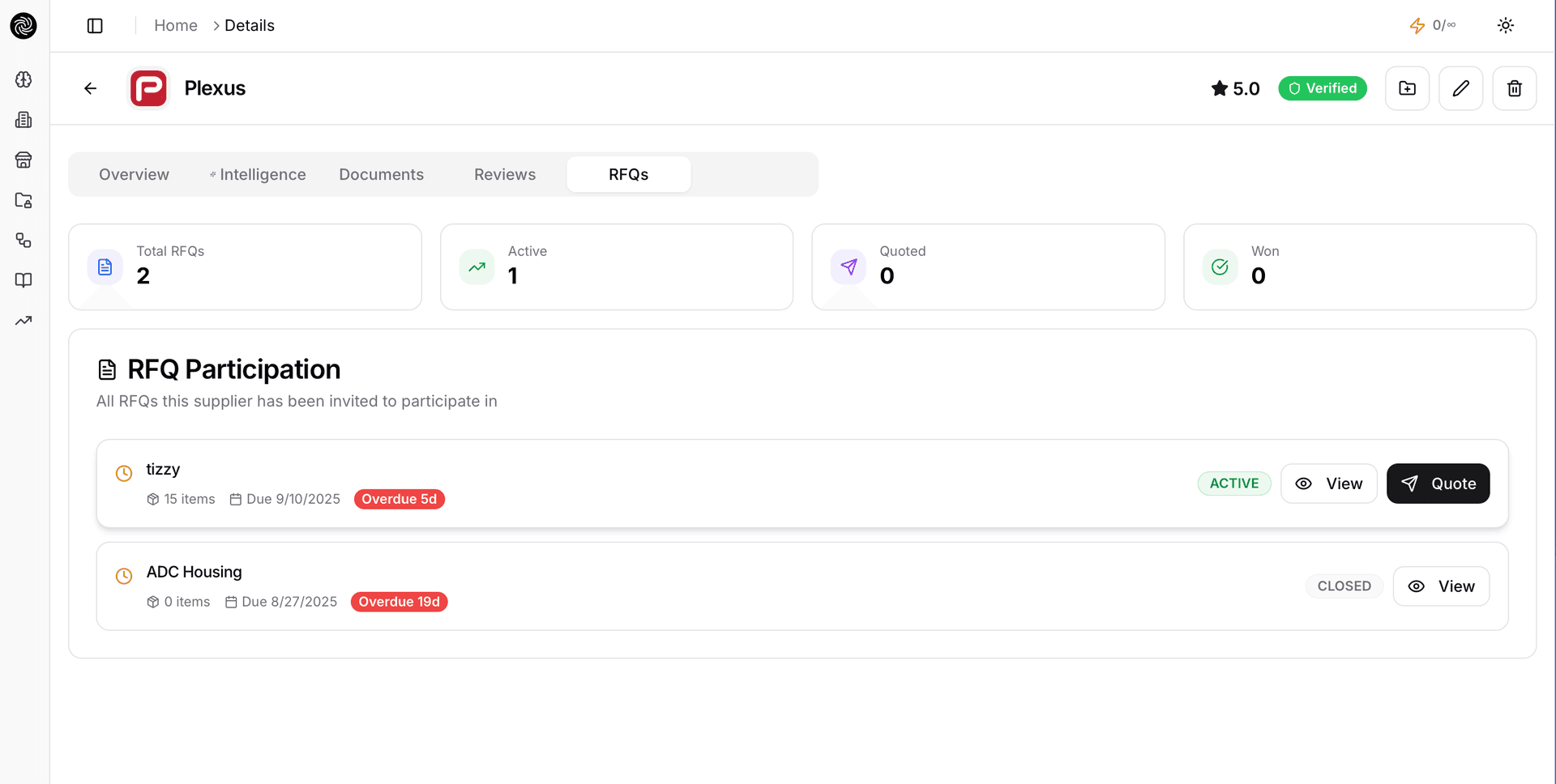 Assistant generated RFQ comparison deliverable